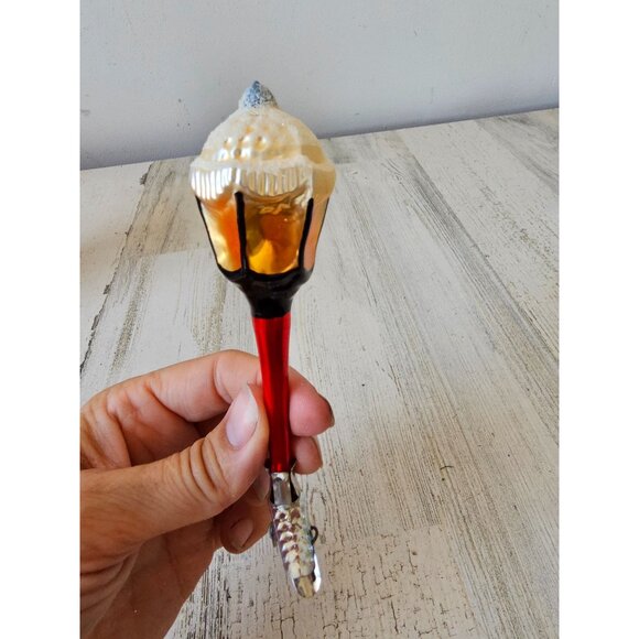 Vintage inge glas lamp post glass lantern clip light ornament Xmas tree - Picture 6 of 9